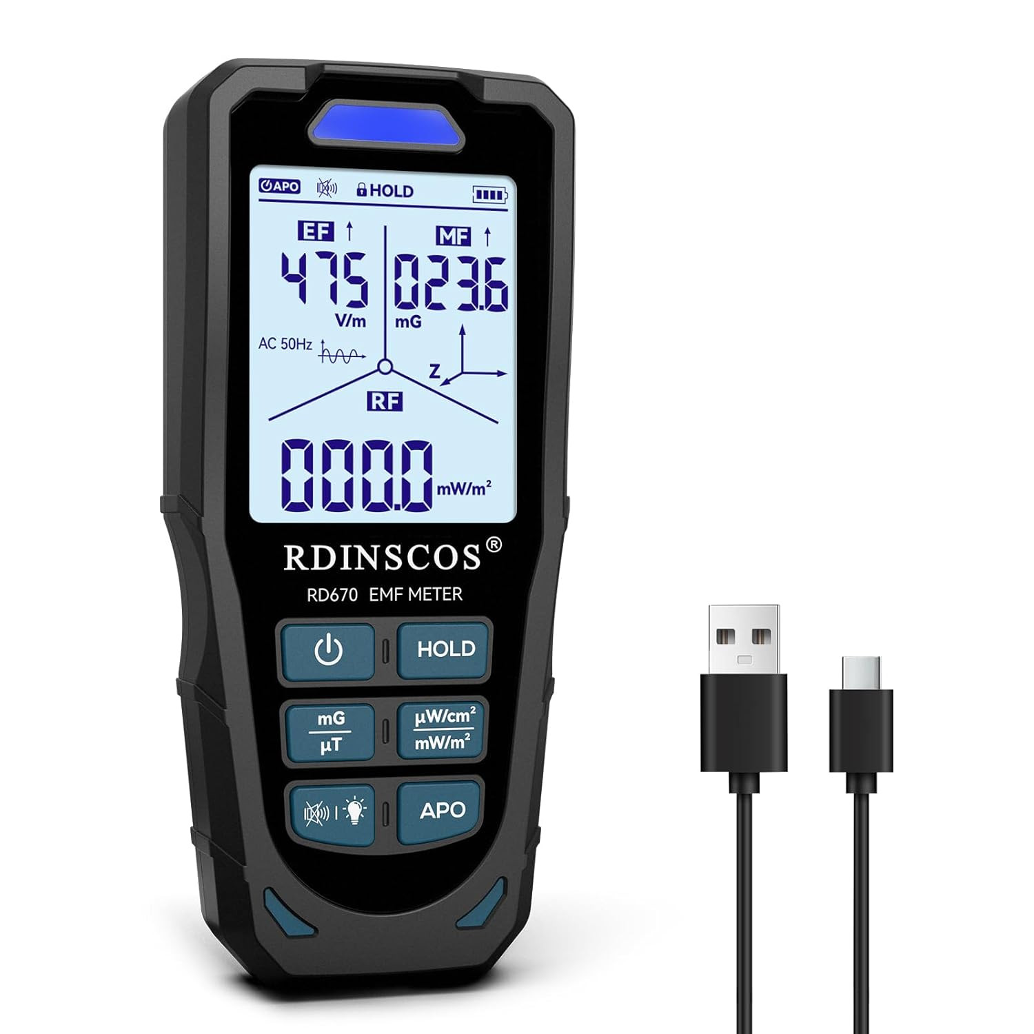 EMF Meter 5G RF Detector – Electric, Magnetic & Radio Frequency Field Tester up