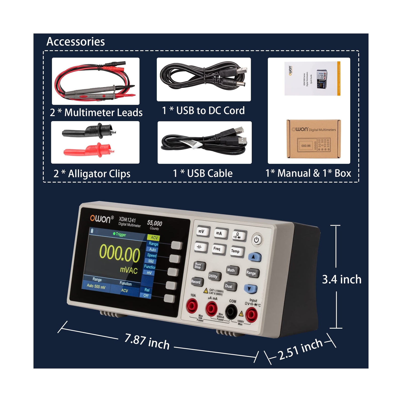 XDM1241 3.5 in LCD Multimeter Portable Desktop Digital Multimeter Multi Teste…