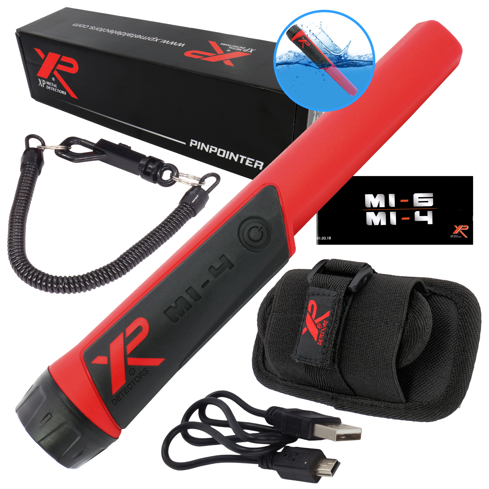 XP MI-4 Waterproof Pinpointer Metal Detector with Holster and Lanyard