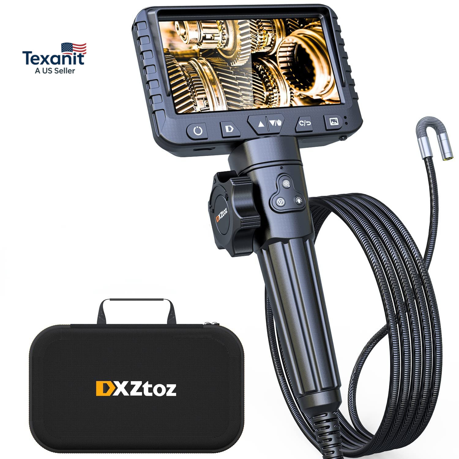 Two-Way Articulating Borescope with Light, Video Industrial Endoscope Inspection