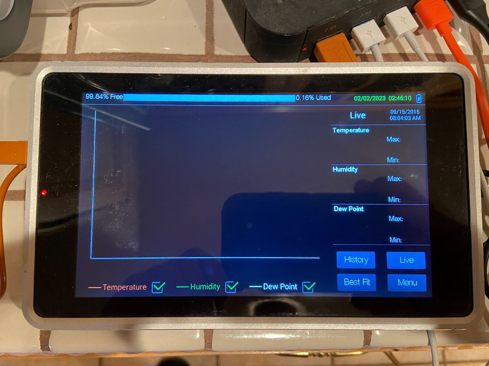 Cole Parmer 20250-40 Traceable 9012 Temperature/RH Touch Screen Recorder – Used