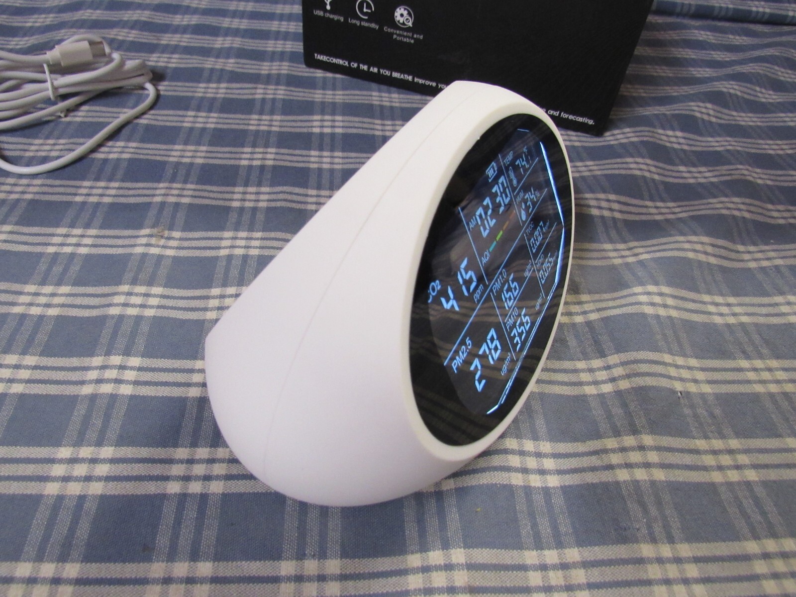 Rozoroo 12-in-1 Portable Air Quality Monitor CO2 PM1.0 HCHO (Open Box) FREE SHIP