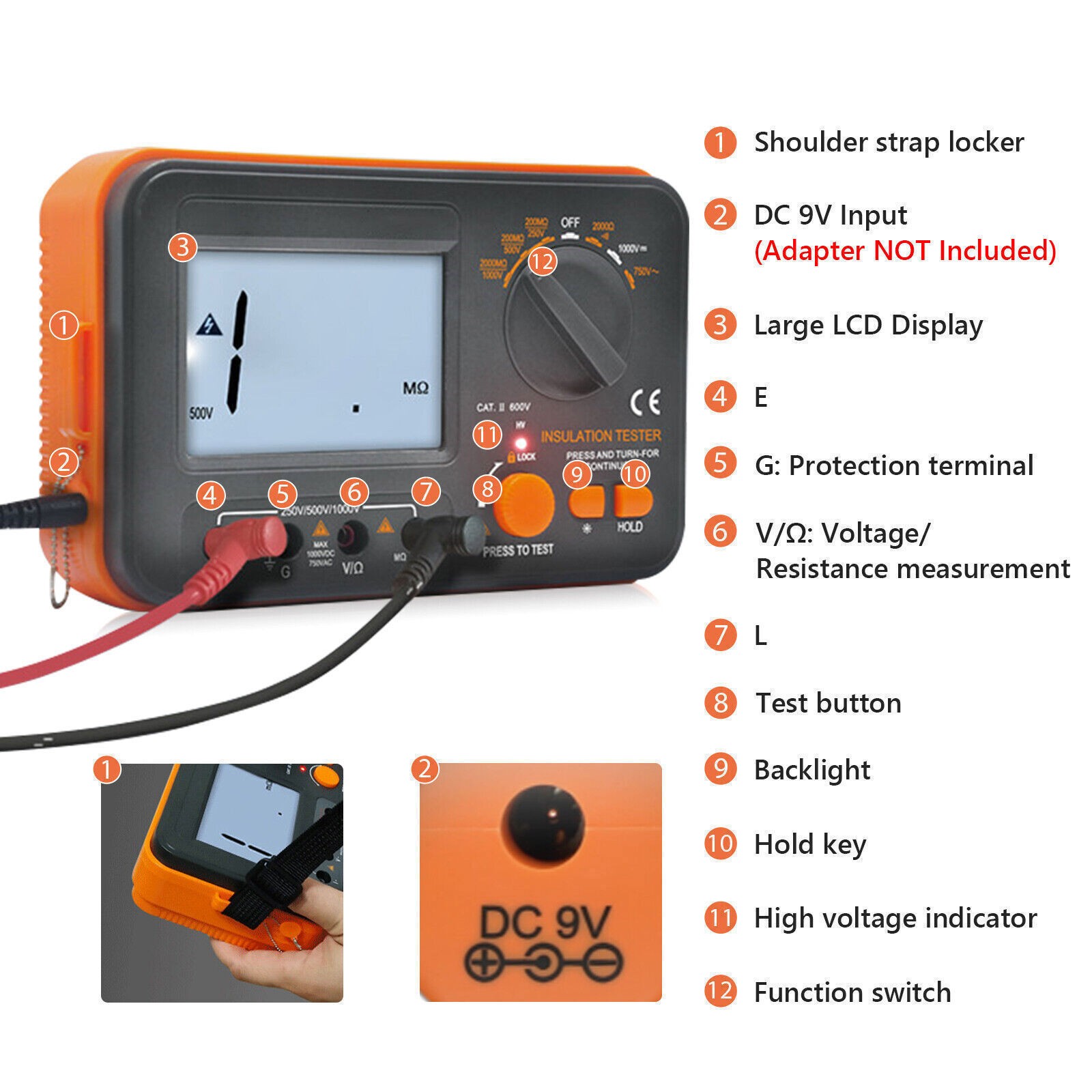Electrical Megohmmeter 250V1000V Insulation Resistance Tester Voltage/Continuity