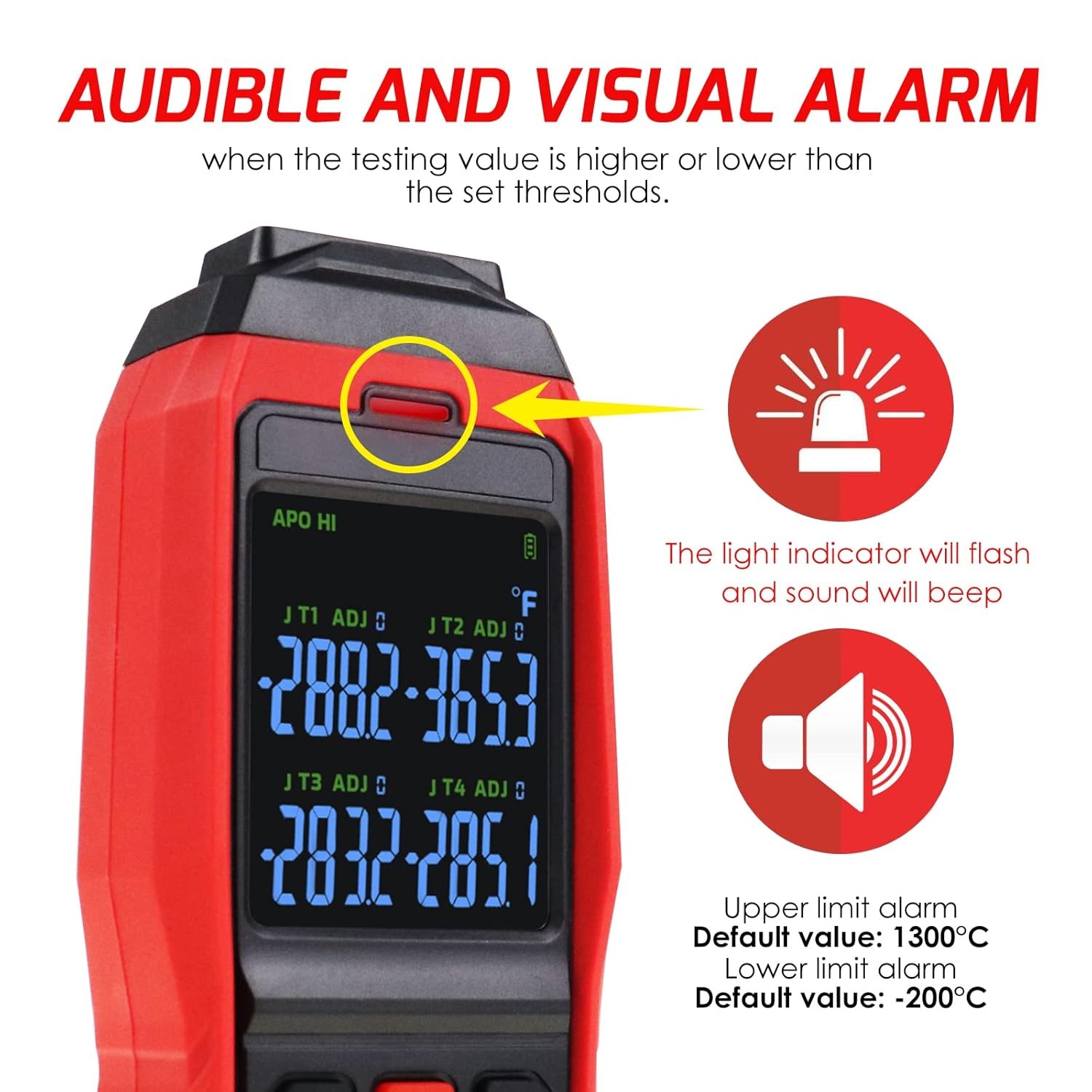 4-Channel K-Type Thermocouple Thermometer Data Logger, -328~2501°F