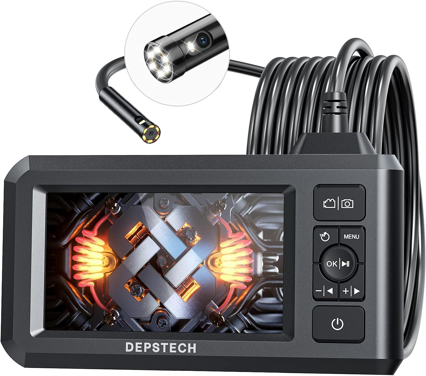 DEPSTECH Dual Lens Industrial Endoscope, 1080P Digital Borescope Inspection Came