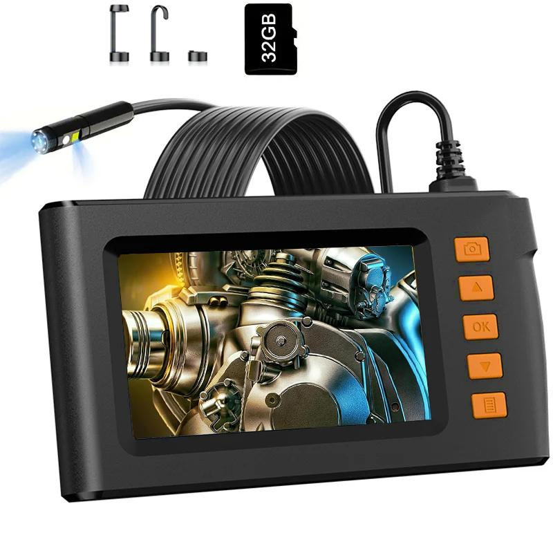 4.3 Inch Screen Dual Lens Inspection Endoscope Camera LED 32GB 16.5FT