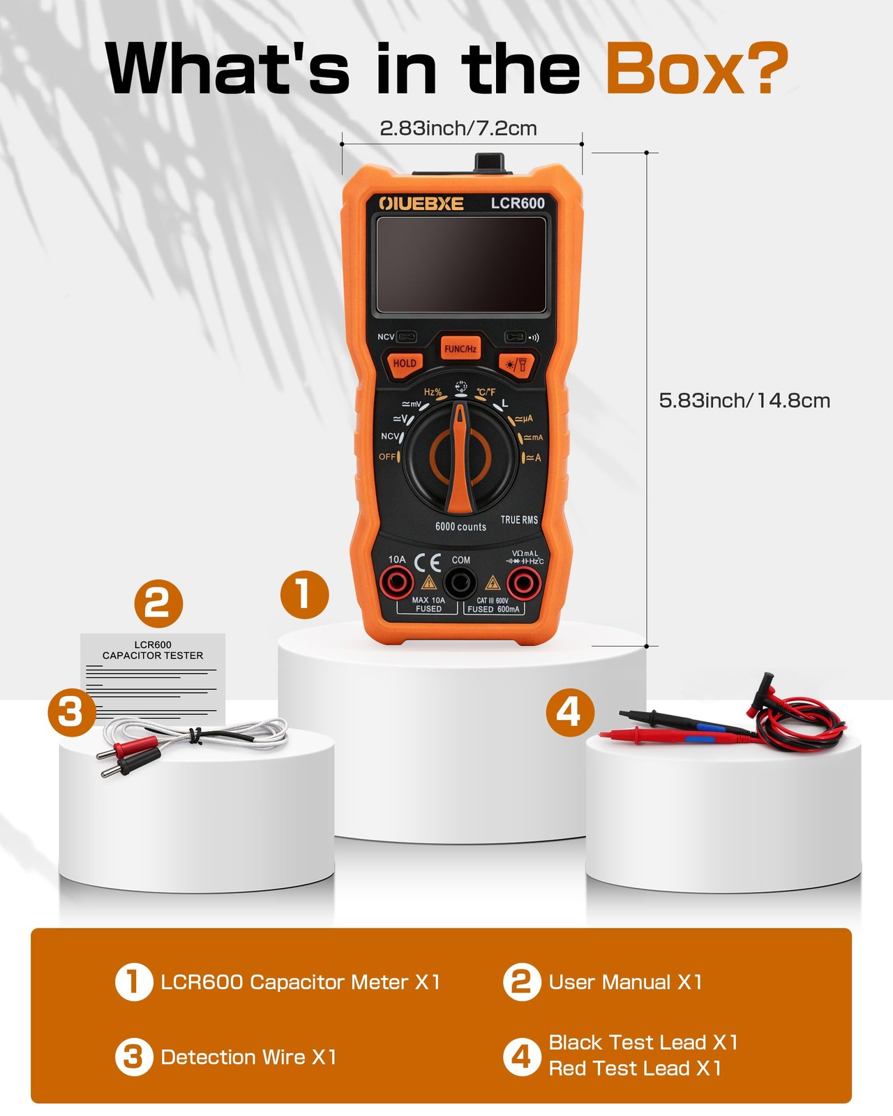 OIUEBXE LCR600 Fast Testing Digital Multimeter with Inductance Meter, orange