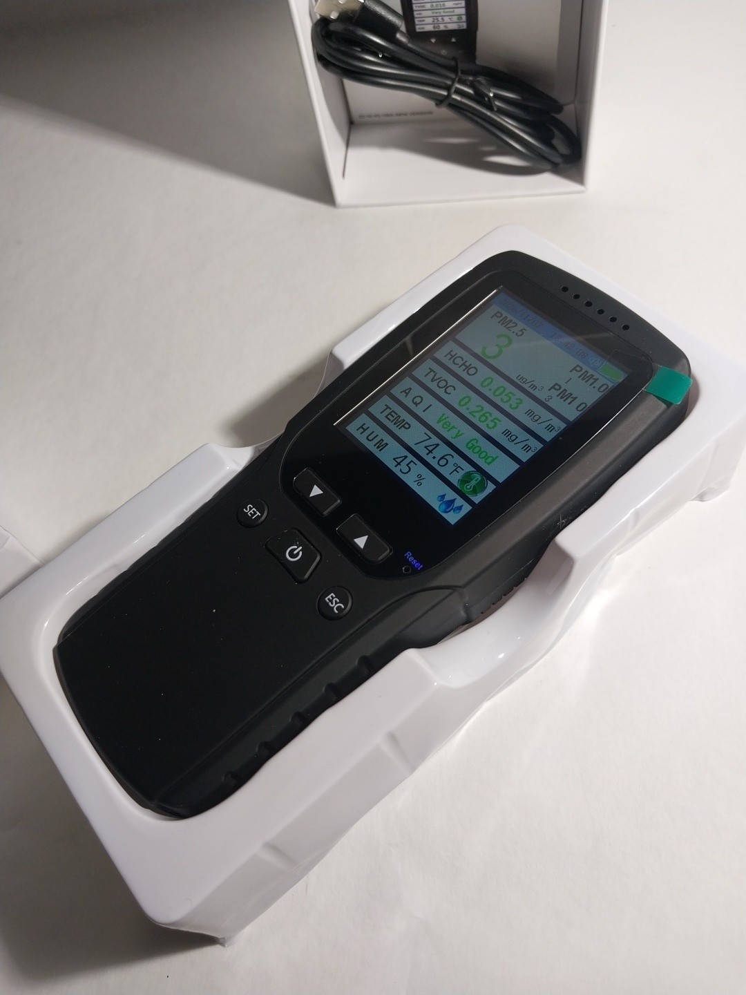 Air Quality Monitor 8-in-1, PM2.5/HCHO/TVOC/Temperature/Humidity