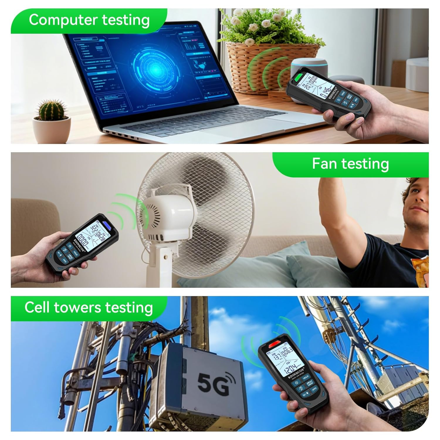 EMF Meter 5G RF Detector – Electric, Magnetic & Radio Frequency Field Tester up