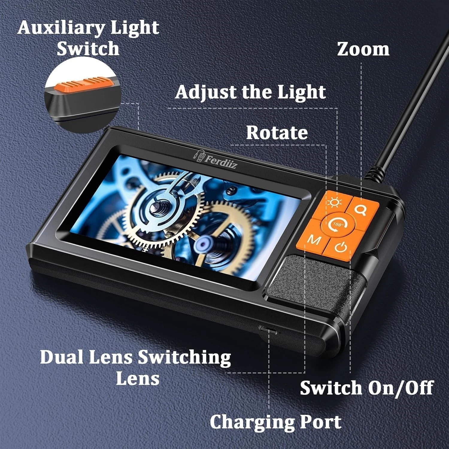 LCD Industrial Endoscopes 1080P HD Borescope 4.3inch 8mm Inspection Snake Camera