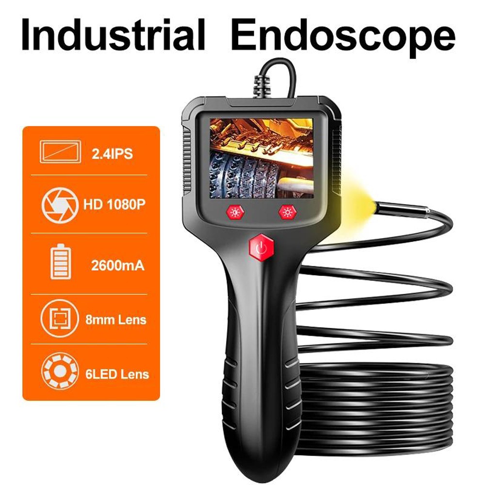 1080P HD LED Handheld Industrial Endoscope 8mm Borescope Snake Camera Inspection