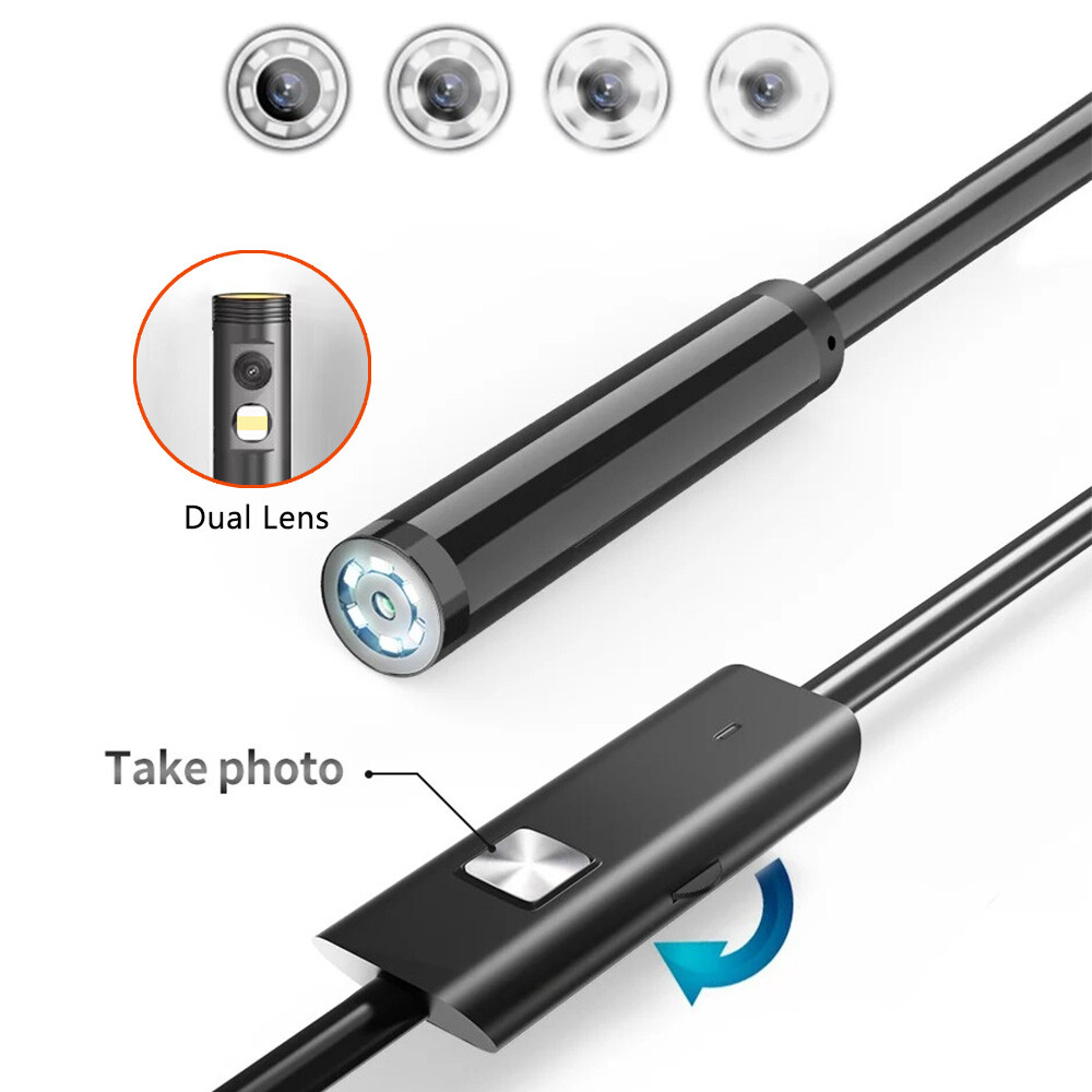 Dual Lens Borescope Endoscope Inspection Camera for iPhone iPad Samsung Android