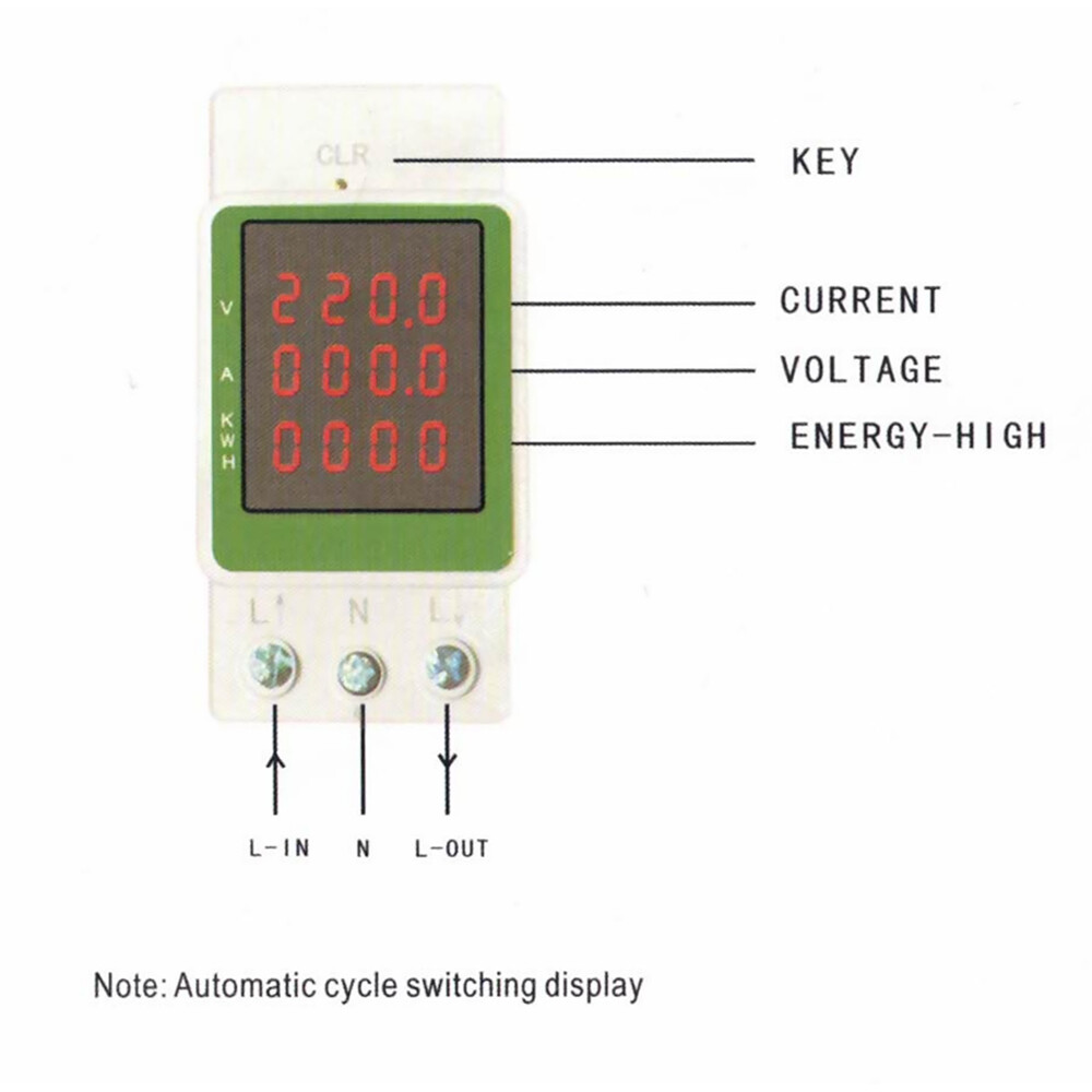 Electric Power Meter Monitor Watt Power KWH Din Rail AC 110V 220V 100A Voltmeter
