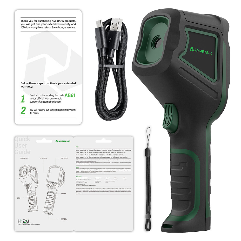 AMPBANK H128 Handheld Thermal Imaging Camera, 128×128 Thermal Camera, 25 Hz