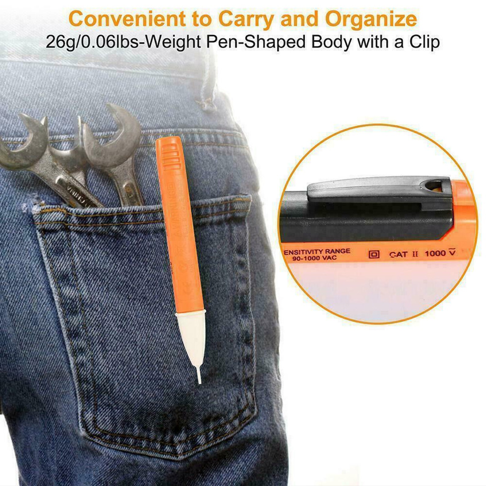 Voltage Electric Tester Volt Detector Test Pen AC DC Non-Contact Sensor 90-1000V