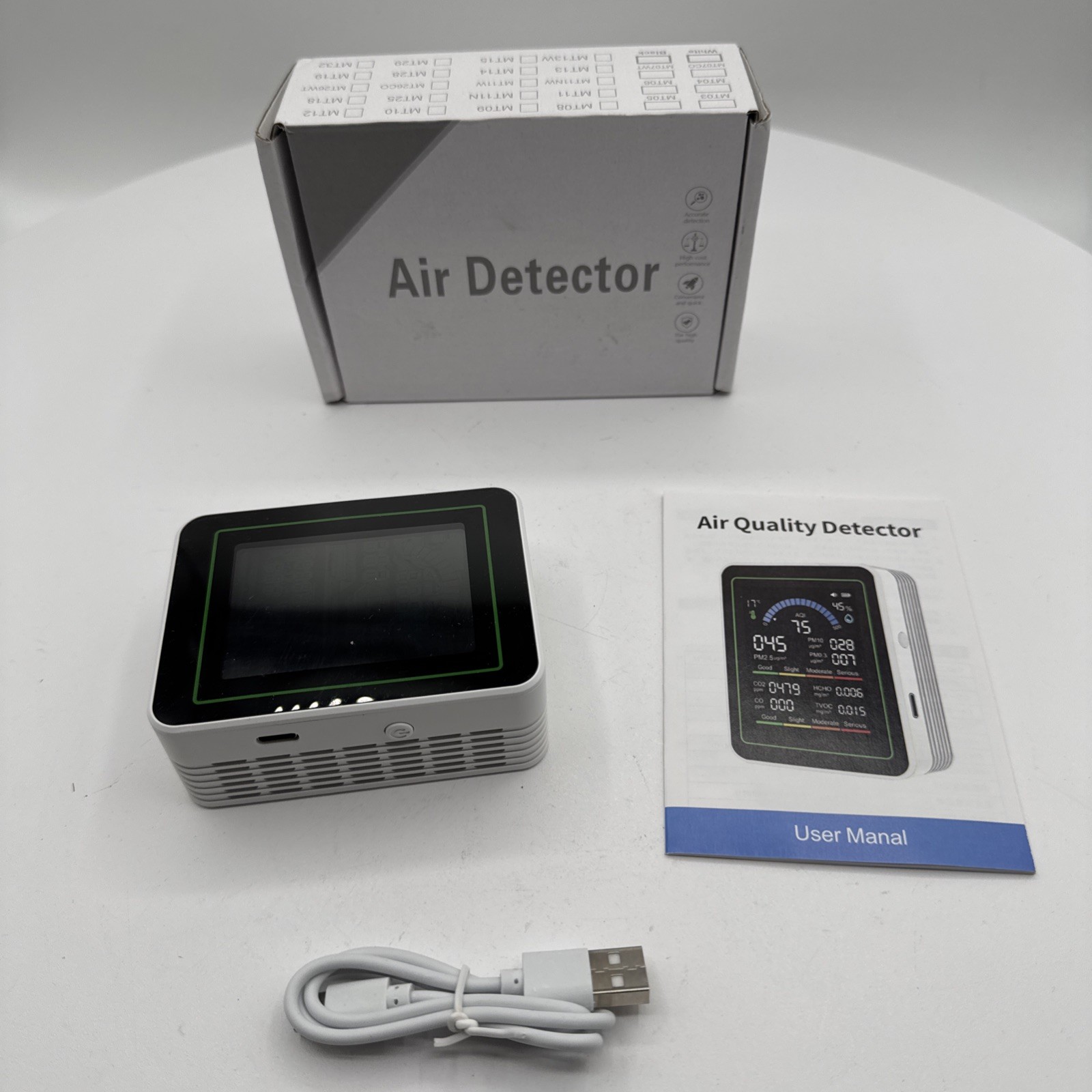 Zemeollo 10-in-1 Indoor Air Quality Monitor CO2 CO TVOC HCHO PM2.5 PM10