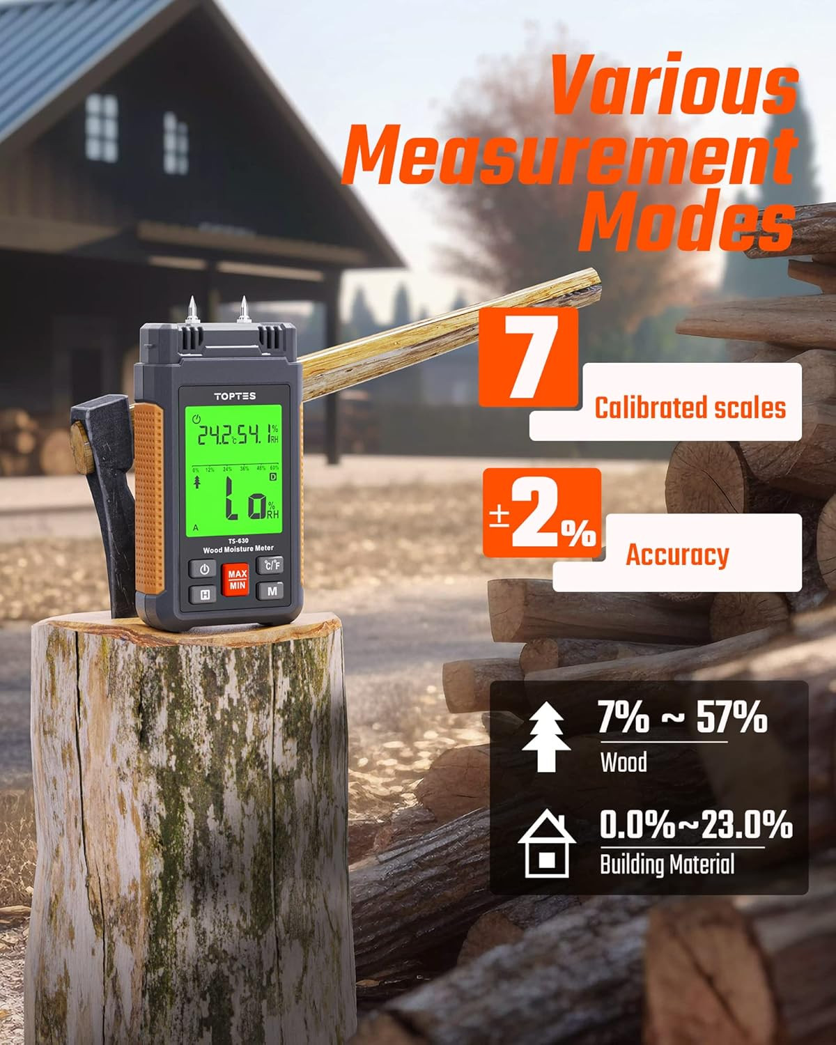 Wood Moisture Meter, Digital Moisture Meter TS-630, Handheld Humidity