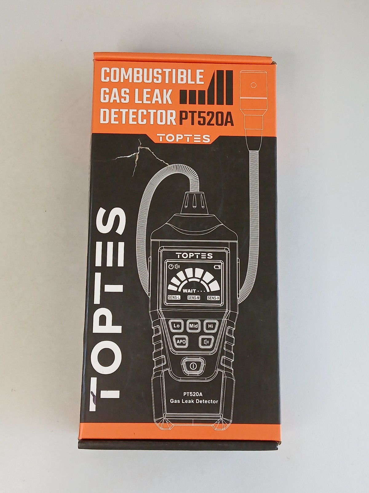 TOPTES Natural Gas Leak Detector PT520A Orange with 17″ Gooseneck & Case ~ Used
