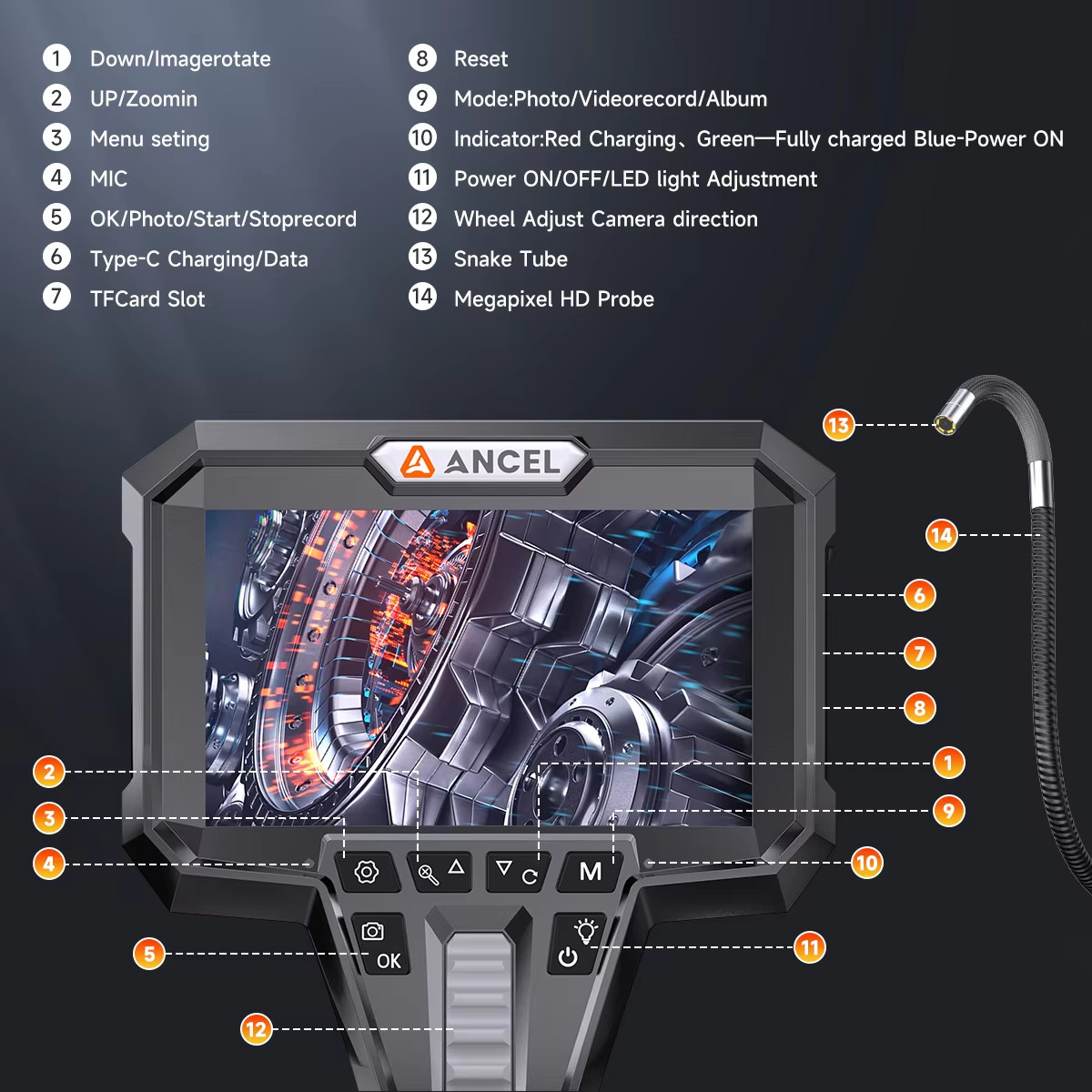 4.3-inch IPS LCD Articulating Inspection Borescope Camera Endoscope Dual Lens