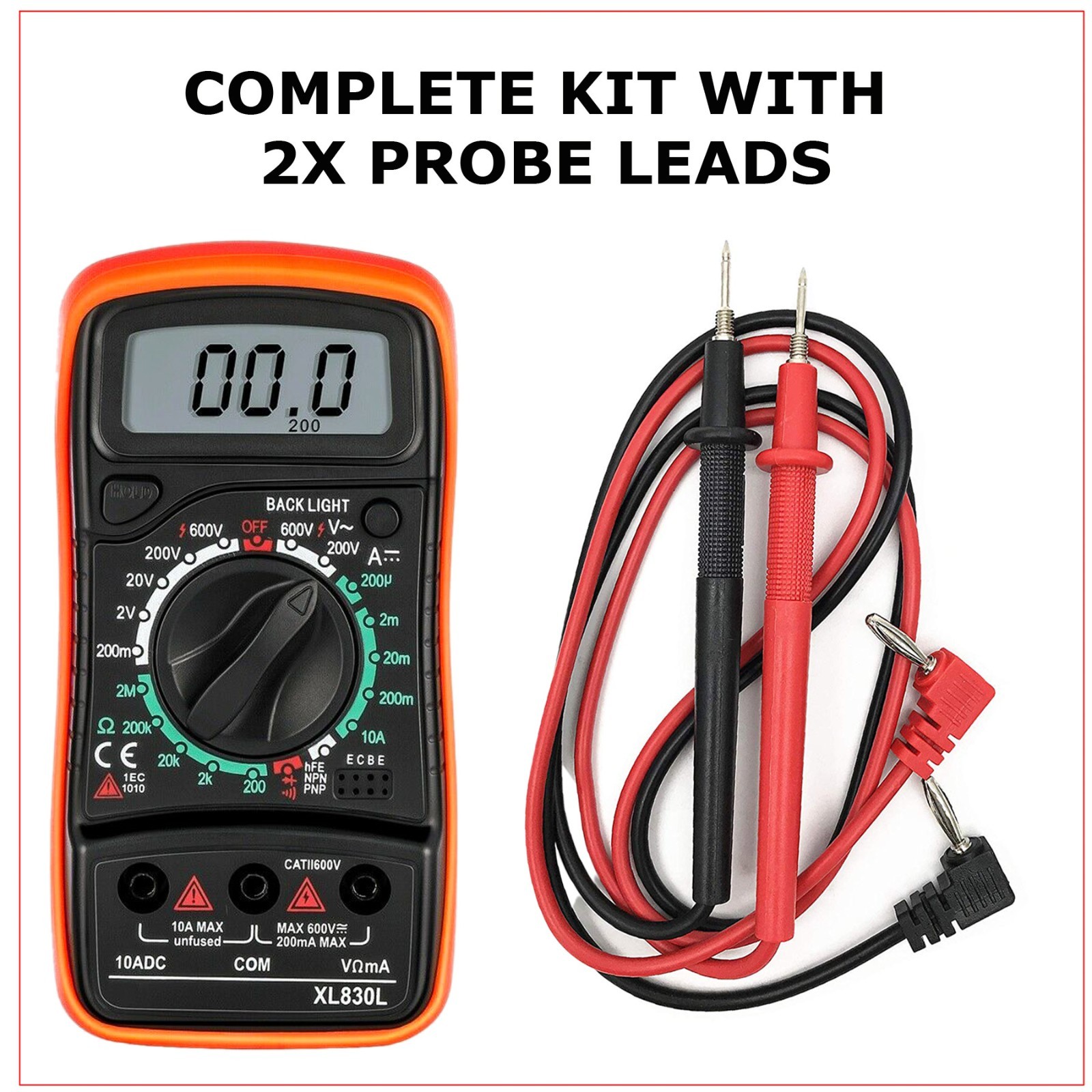 Digital Multimeter LCD Voltmeter Ammeter Ohmmeter Volt AC DC Tester Lead Meters
