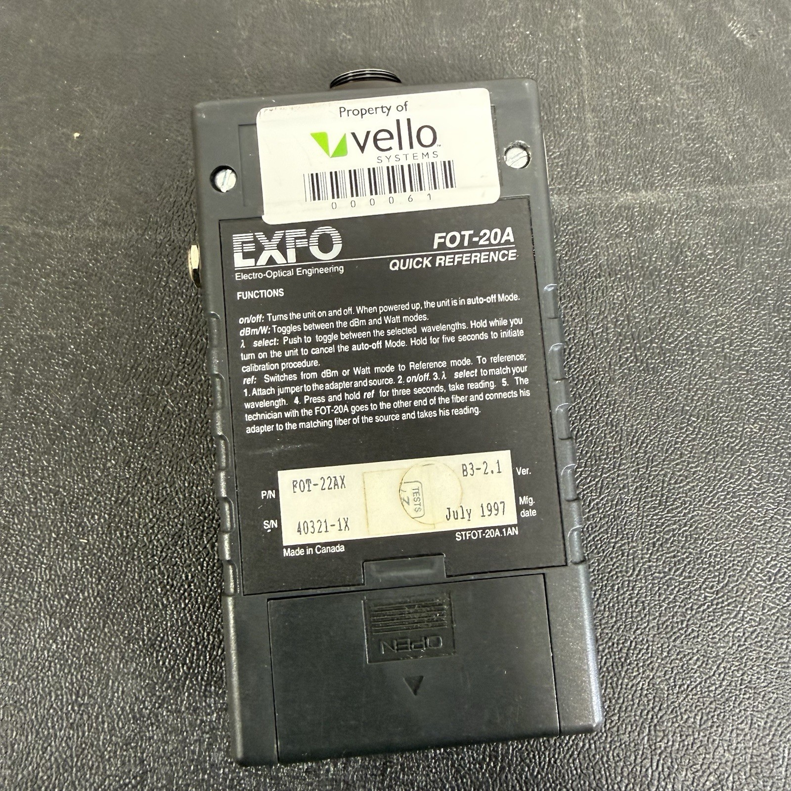 EXFO Engineering Fiber Optic Tester Technology FOT-20A / FOT-22AX