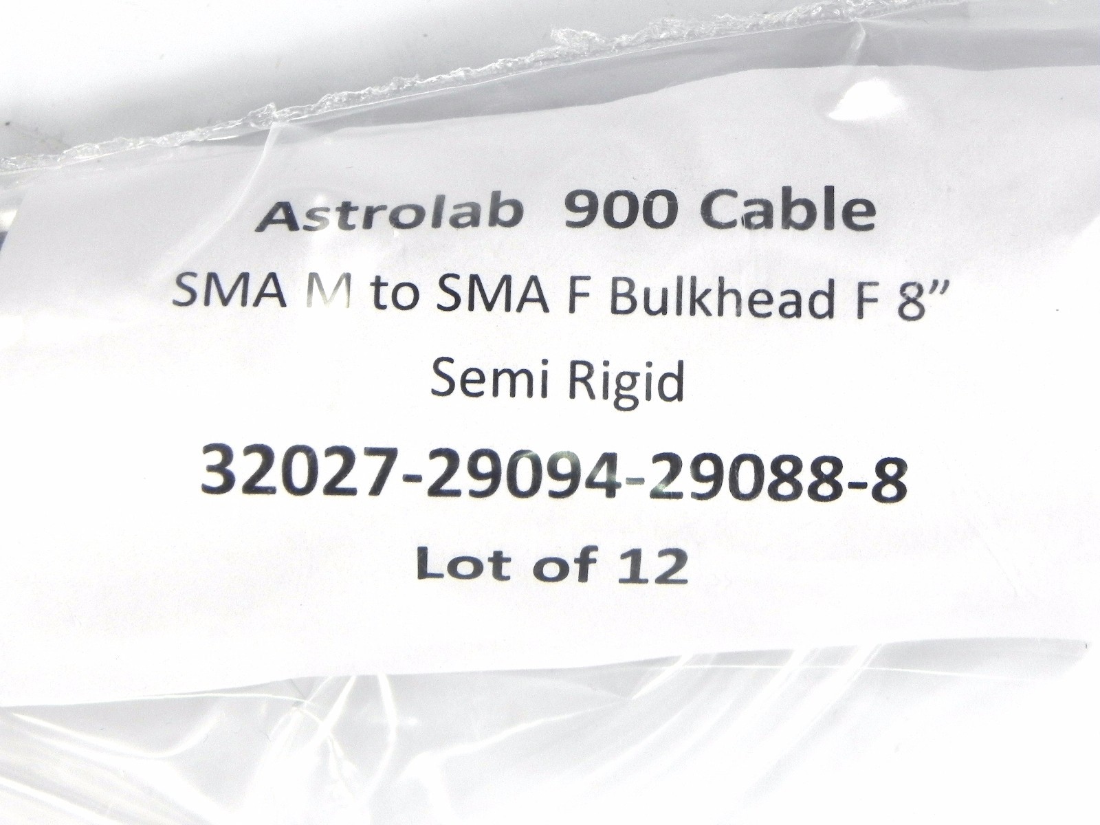 Astrolab 900 Cable, SMA M to SMA F Bulkhead F 8″ Semi Rigid Lot of 12
