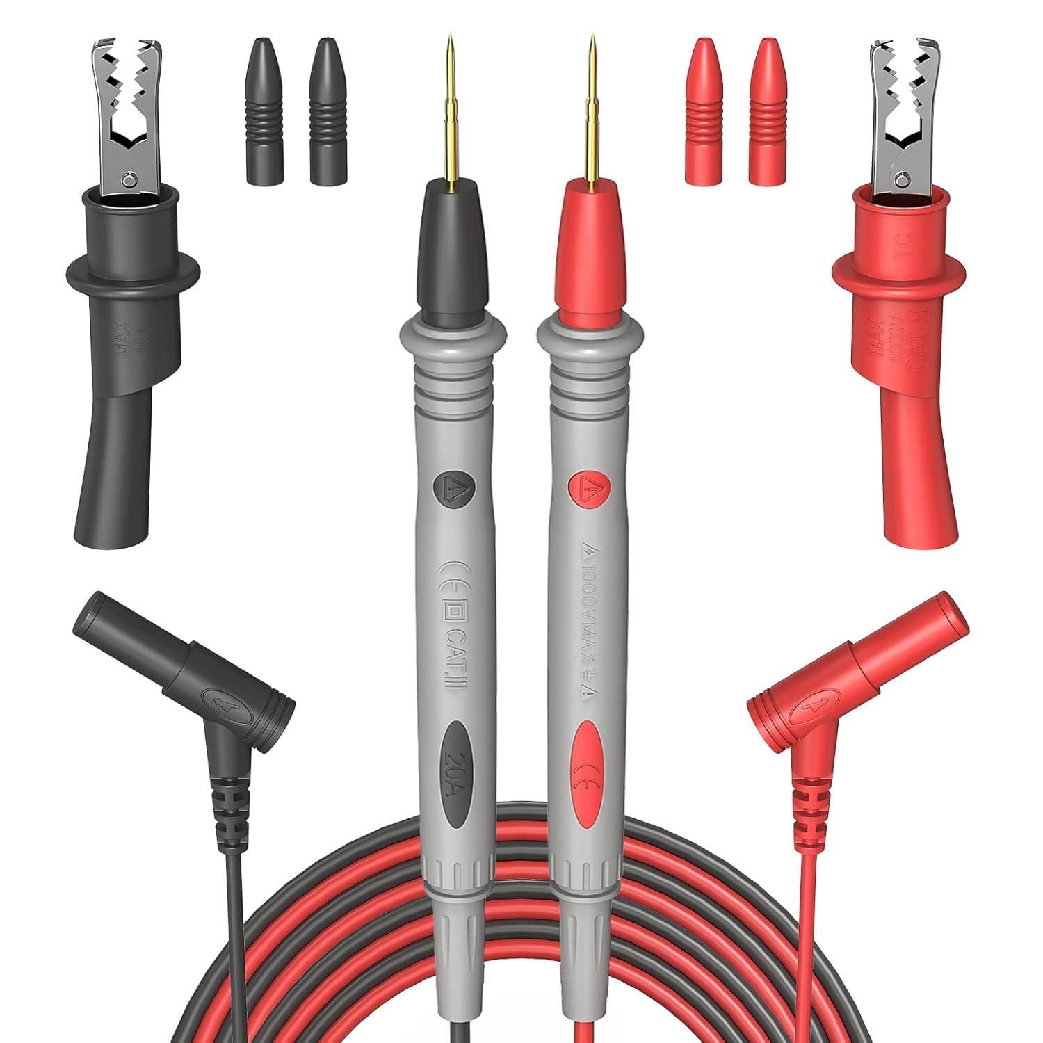 Multimeter Test Leads 1000V 20A 40.5″ Silicone Gold Plated for Fluke Klein