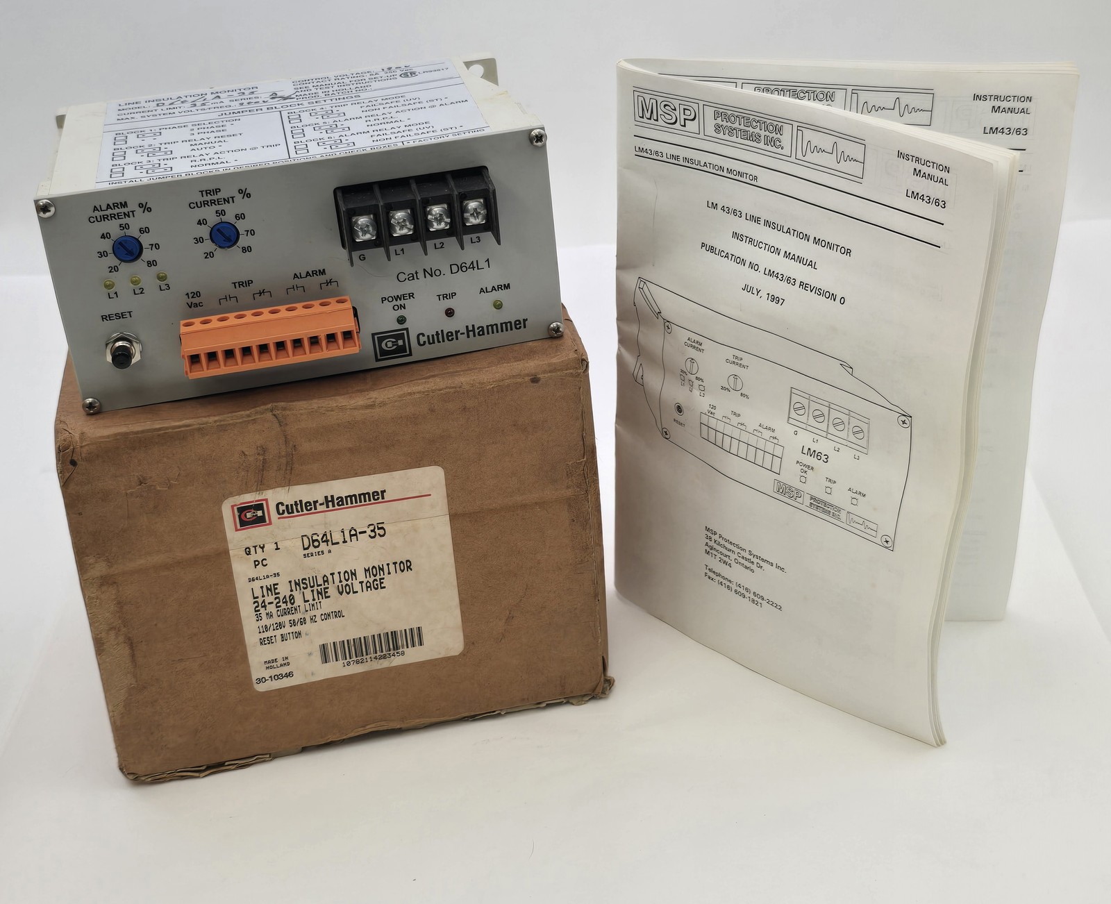 Cutler Hammer D64L1A-35 Current Limit Line Insulation Monitor 35mA