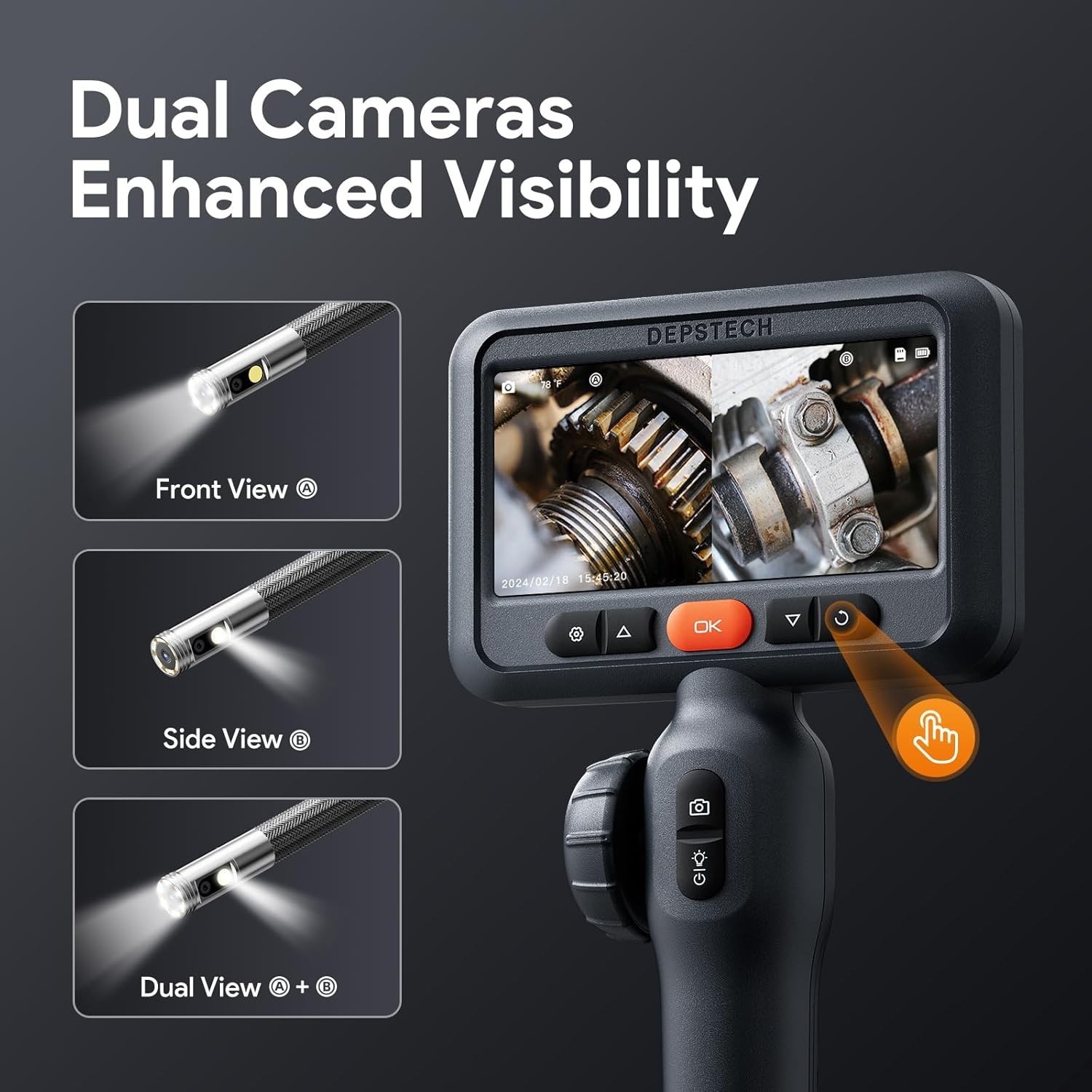 10FT Articulating Endoscope Camera with Light: Dual Lens Two-Way Articulated …