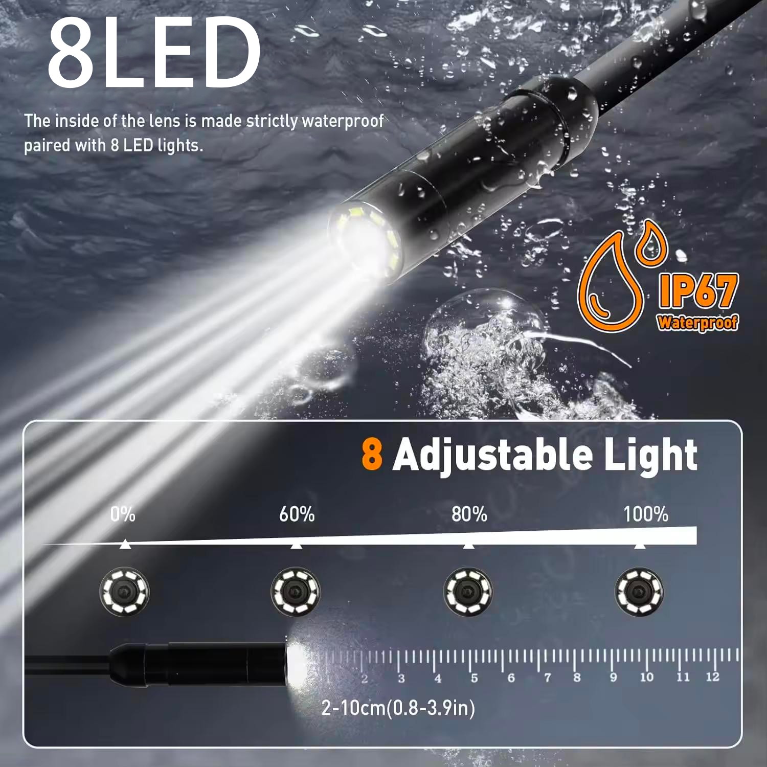 1080P HD Handheld Endoscope Camera 4.3″ Screen with 8 LED Lights for Plumbing