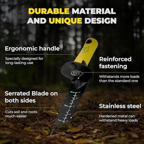 Metal Detector Shovel Stainless Steel Digger with Sheath, Yellow