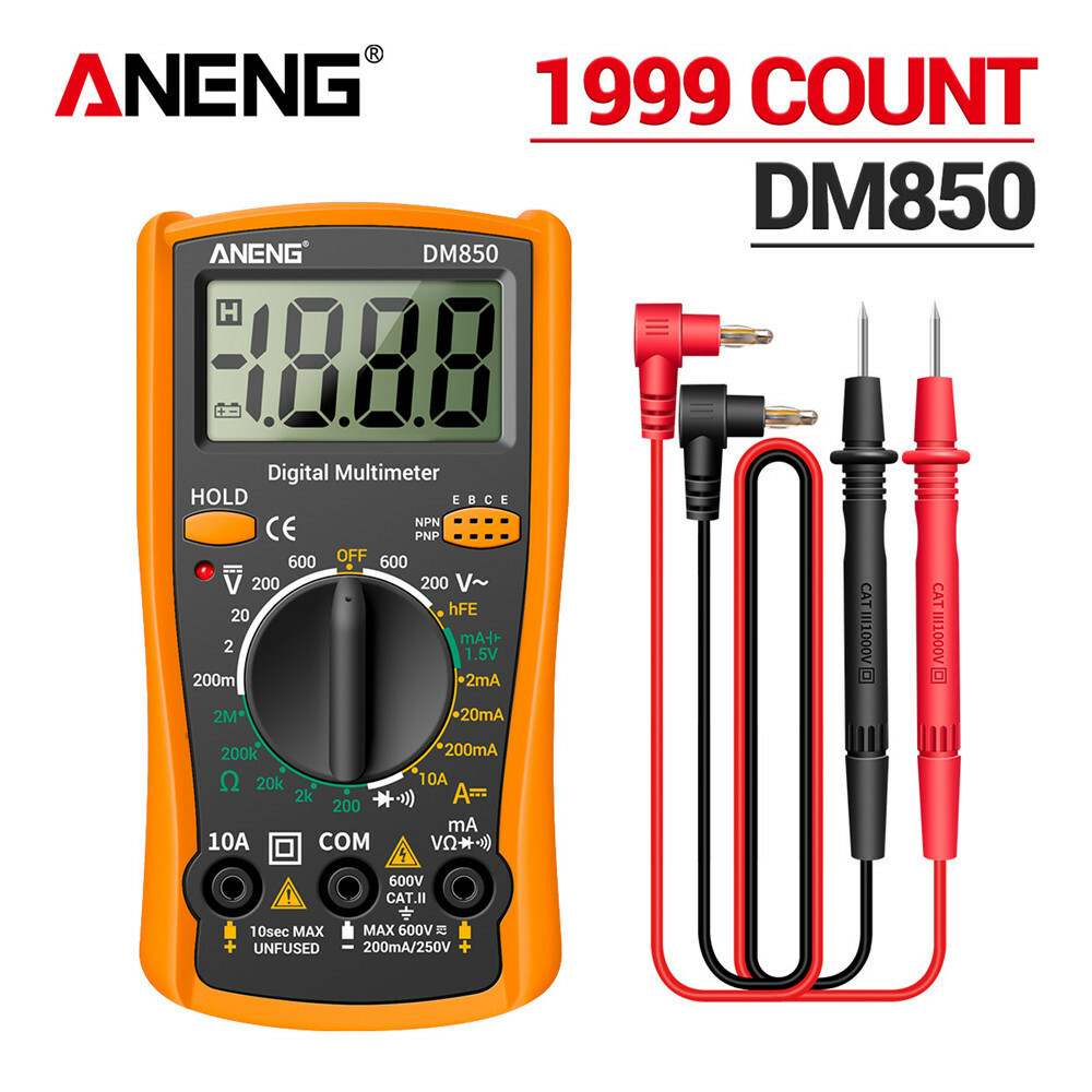 LCD Digital Multimeter Voltmeter Ammeter Ohmmeter Volt AC DC Tester Leads Meter