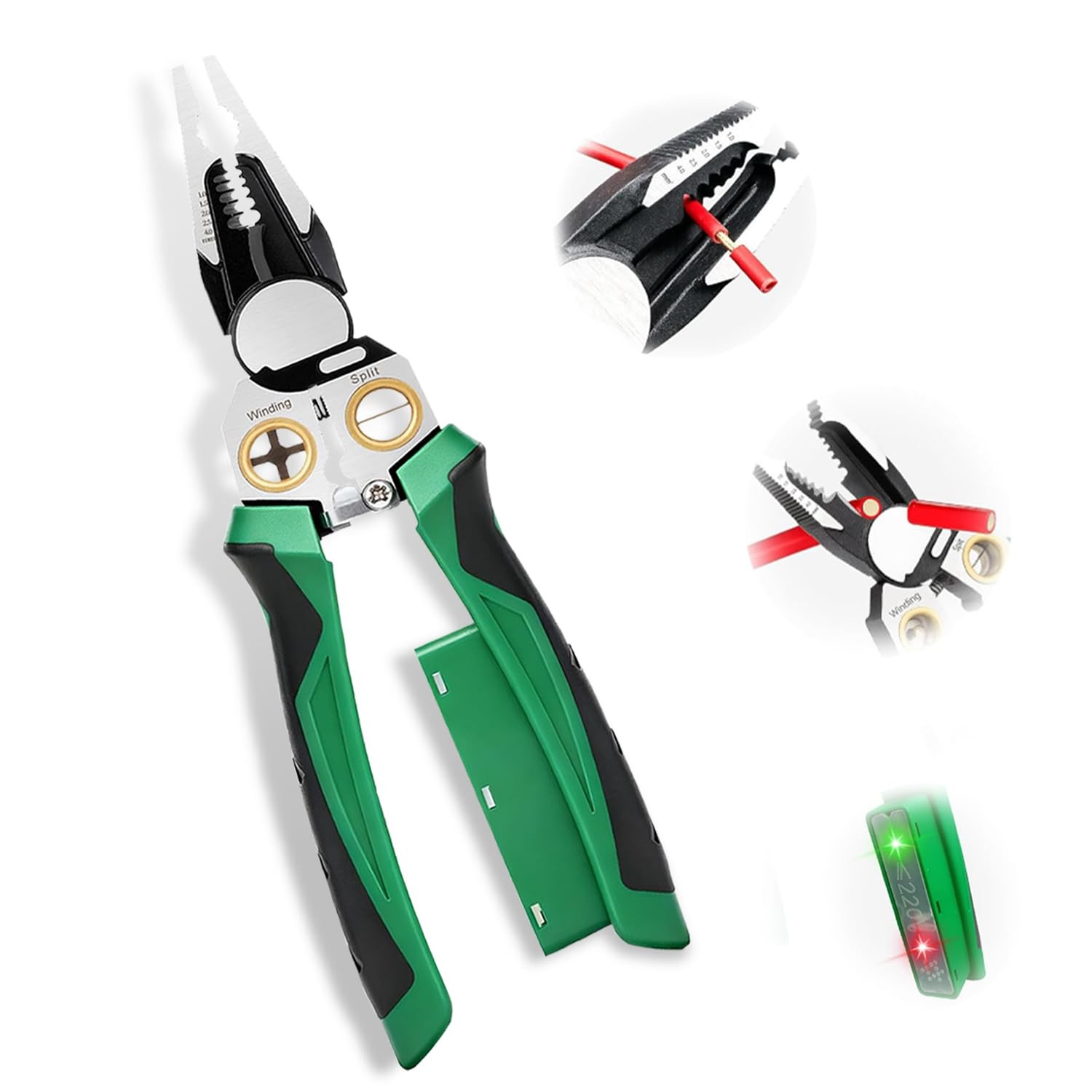 8 in 1 Wire Stripper With Voltage Tester – Electrician Tools Green