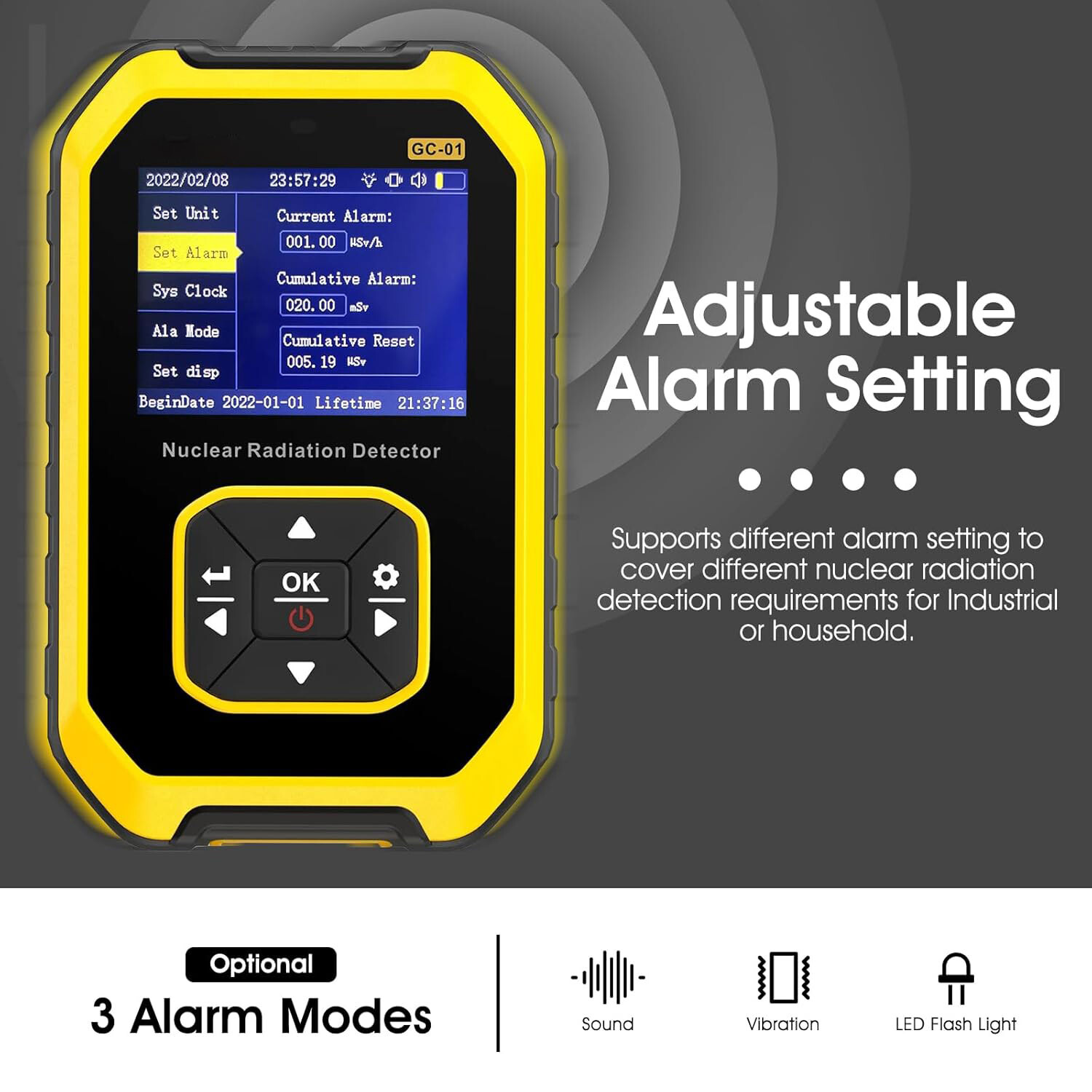 Portable Nuclear Radiation Detector GM Geiger Counter Tube β γ X-Ray Dosimeter