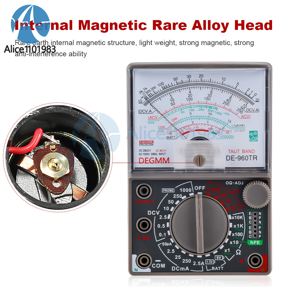 AC DC 1000V Pointer Type Analog Multimeter Meter Voltage Current Resistance