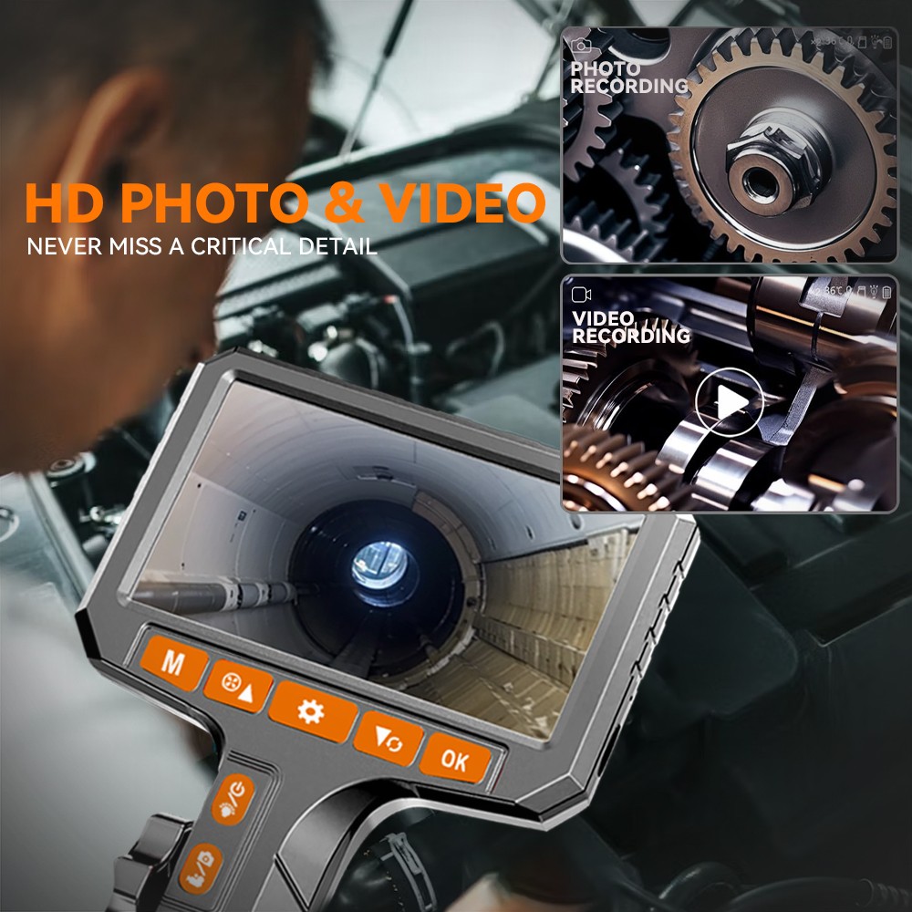 PRO Dual-Rotation Borescope Camera W/ Light 1080P HD 4.3″ Screen For Car Repair