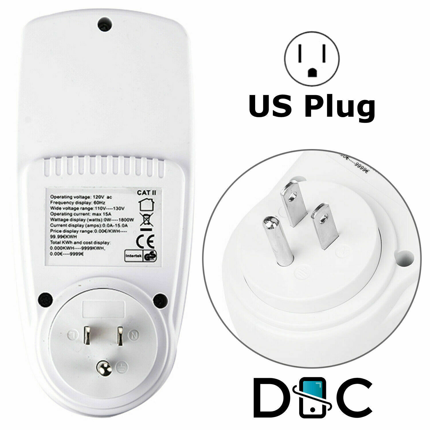 LCD Power Meter Plug Consumption Electricity Usage Energy Watt Amps Volt Monitor