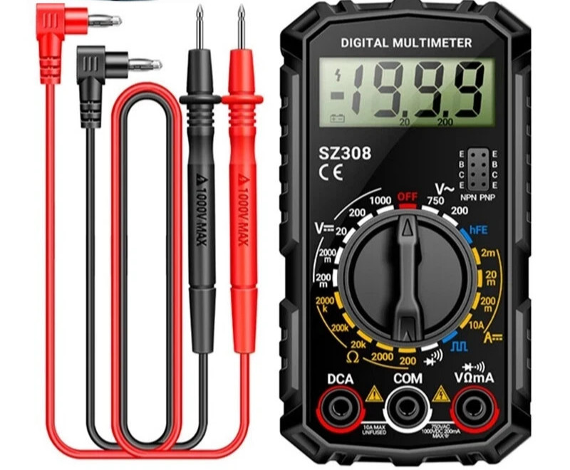 Digital Multimeter LCD Voltmeter Ammeter Ohmmeter Volt AC DC Tester Leads Meter