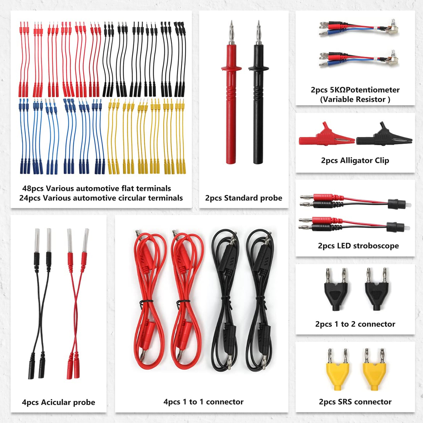 92PCS Automotive Multimeter Circuit Test Leads kit Electric Probe Alligator Clip