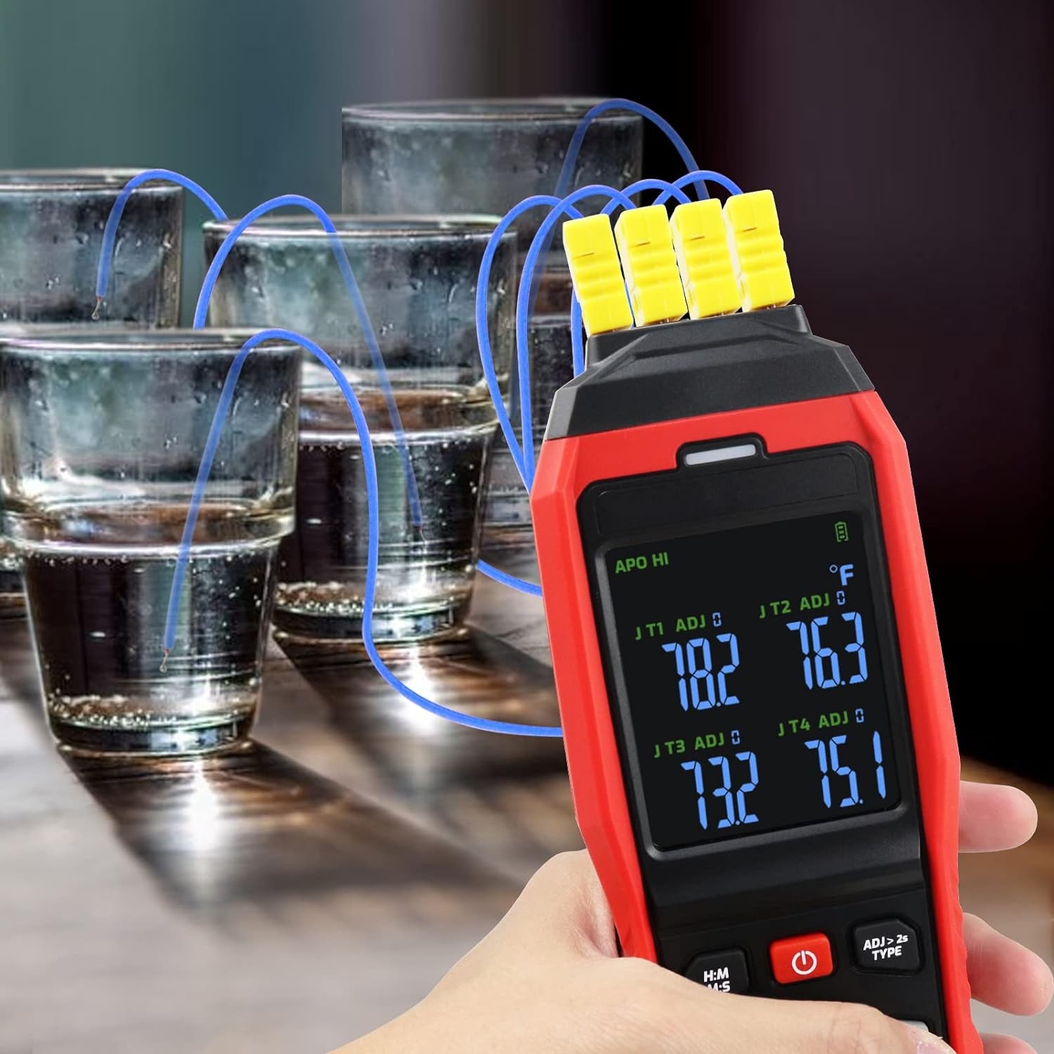 4-Channel K-Type Thermocouple Thermometer Data Logger, -328~2501°F