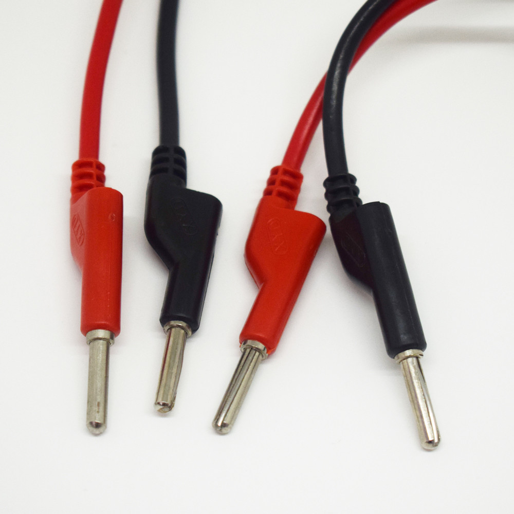 2pairs 2M/6.6FT Silicone High Voltage Dual 4mm Banana Plug Test Leads Cable R+B