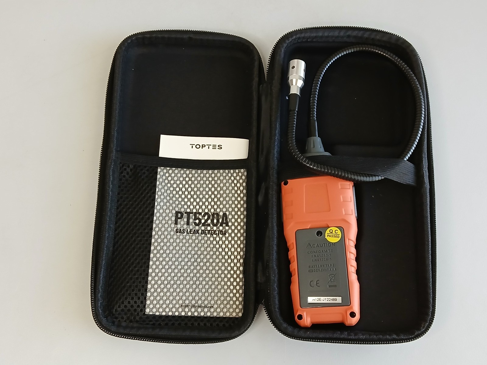 TOPTES Natural Gas Leak Detector PT520A Orange with 17″ Gooseneck & Case ~ Used