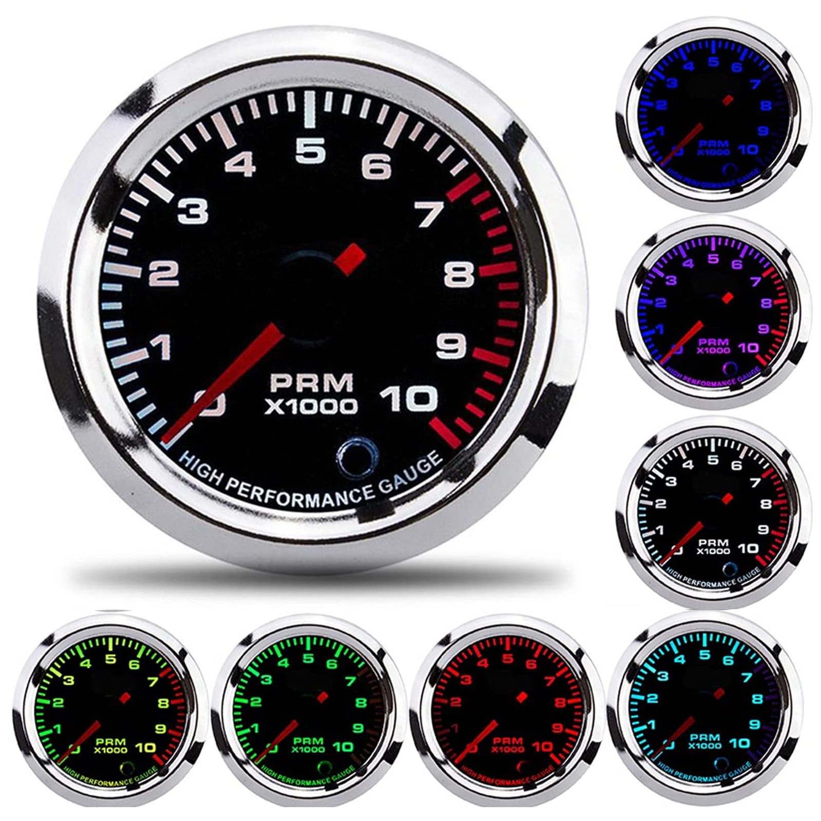 Universal Tachometer, 2in 10,000 RPM 7 Colors LED Shift Light Tachometer Gaug…