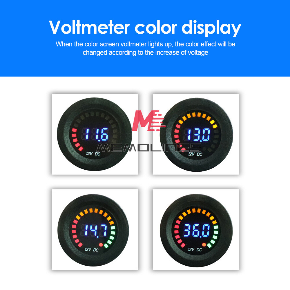 DC12V Color Screen Voltmeter DC LED Digital Display Car Voltage Monitor 5V-36V