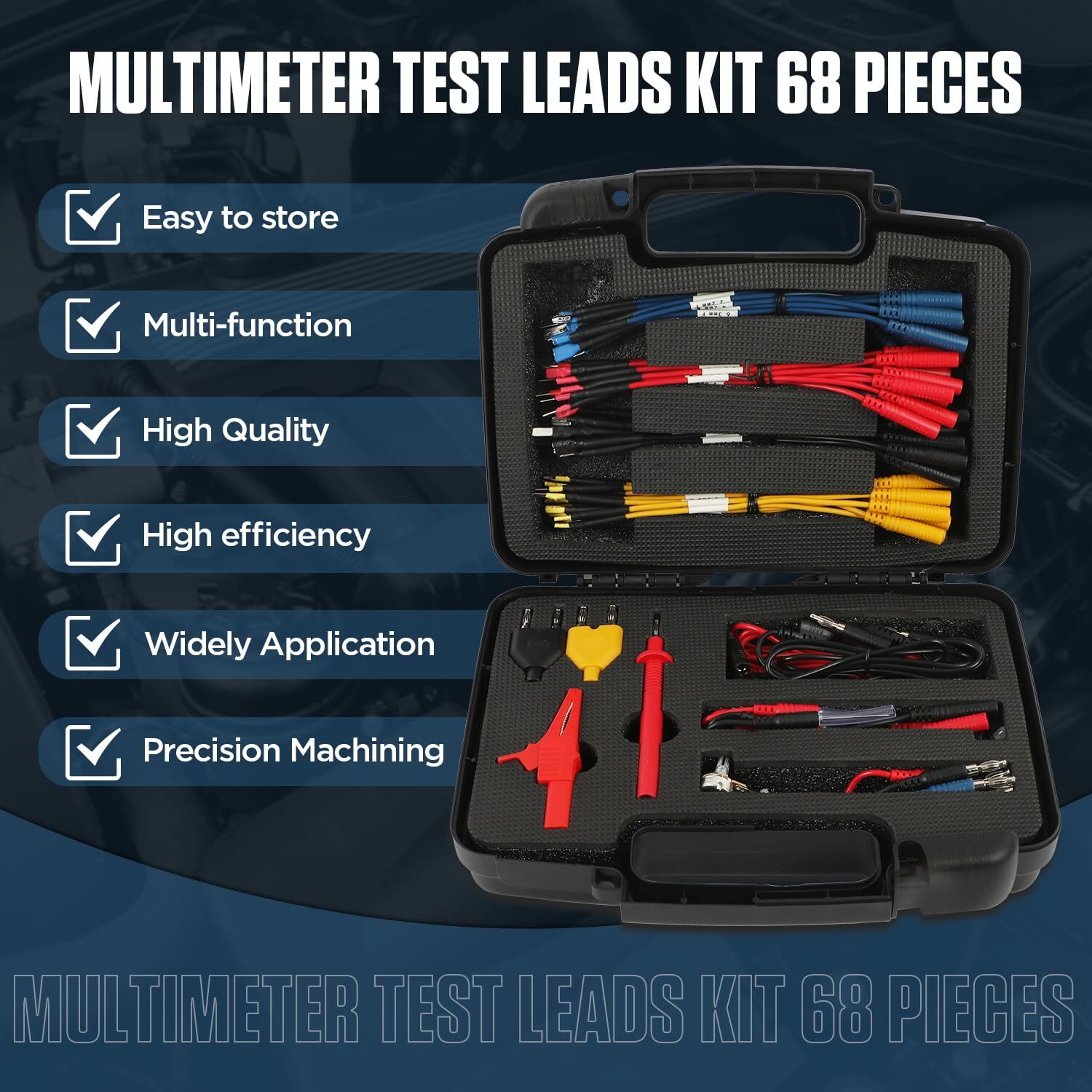 Multimeter Test Leads Kit 68PCS Electrical Probe Circuit Test Alligator Clips