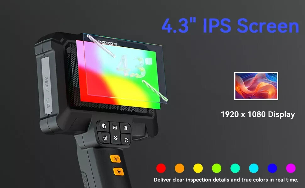 4.3″ IPS 1080P HD Screen Handheld Industrial 5m Endoscope Camera Pipe Waterproof