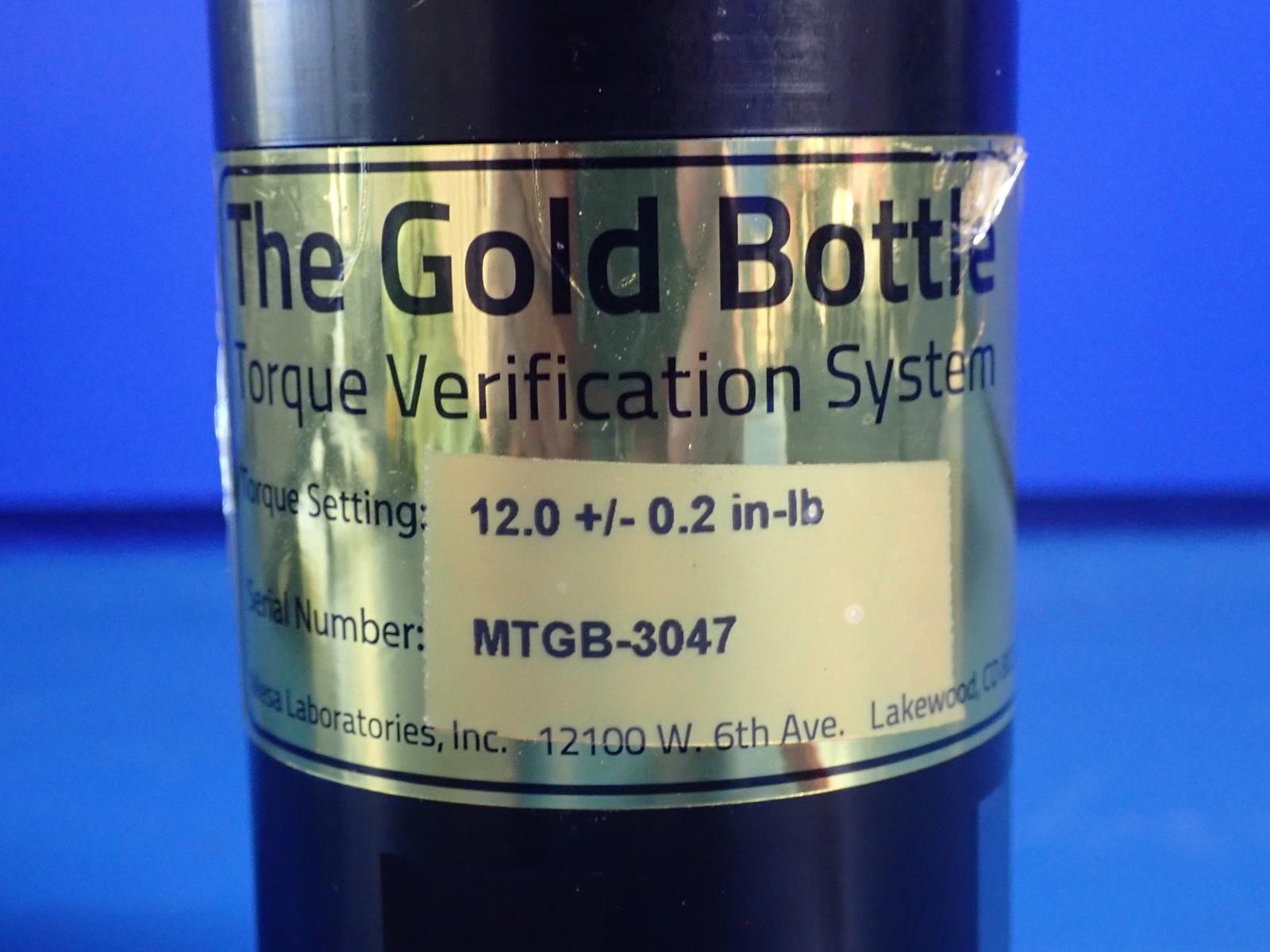 MESALABS THE GOLD BOTTLE 12 in/lb Twist Cap Torque Verifier 52.100030