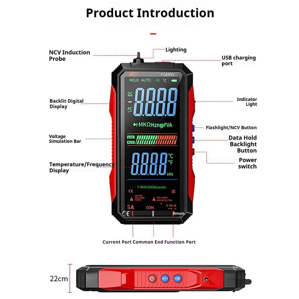 USB Rechargeable Digital Multimeter 2026 Upgraded Fs899l Multimeter FS899L