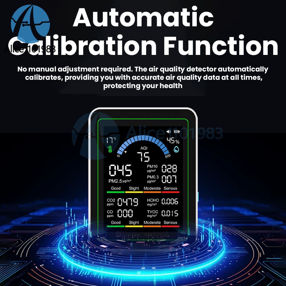 10-in-1 Air Quality Detector PM2.5 PM10 PM HCHO TVOC CO CO2 Formaldehyde Monitor
