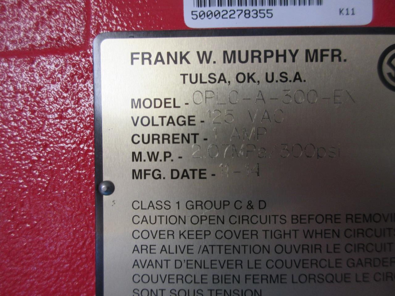 MURPHY EXPLOSION-PROOF PRESSURE SWITCHGAUGE OPLC-A-300-EX 125V 1A 300PSI/2.07MPA